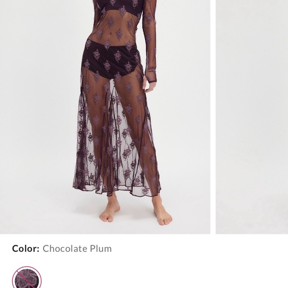 We The Free Other - We the free chocolate sheer with embroidered flowers, NWT